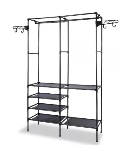 Organizador de Ropa – Perchero de Piso con Estantes