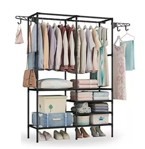 Organizador de Ropa – Perchero de Piso con Estantes